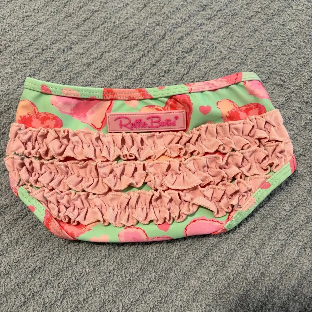 Ruffle Butts-Baby Girl-Little Love-Heart Print/Bikni/Swimsuite-3-6m-Nylon